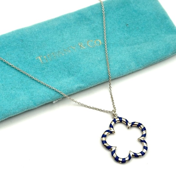 Tiffany & Co. Jewelry - Tiffany & Co Paloma Picasso Silver & Blue Enamel Palina Swirl Pendant Necklace